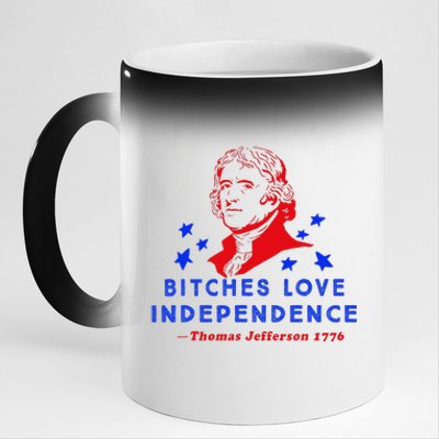 Bitches Love Independence Thomas Jefferson 1776 11oz Black Color Changing Mug