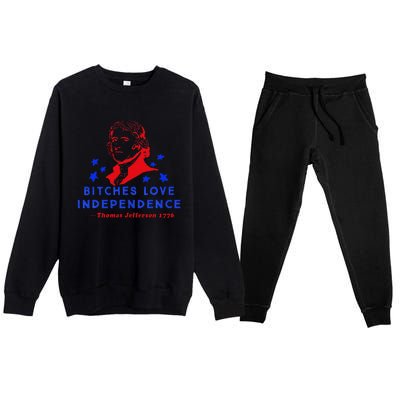 Bitches Love Independence Thomas Jefferson 1776 Premium Crewneck Sweatsuit Set