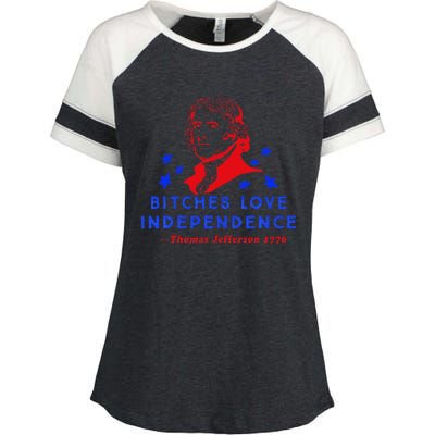 Bitches Love Independence Thomas Jefferson 1776 Enza Ladies Jersey Colorblock Tee