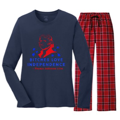 Bitches Love Independence Thomas Jefferson 1776 Women's Long Sleeve Flannel Pajama Set 