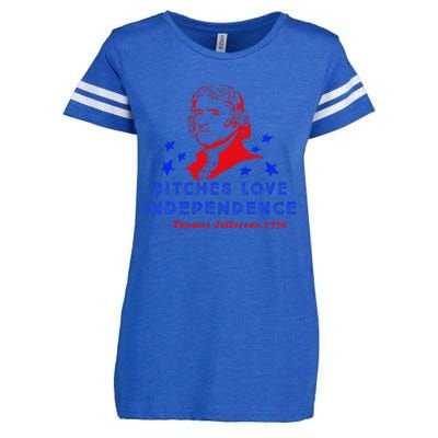 Bitches Love Independence Thomas Jefferson 1776 Enza Ladies Jersey Football T-Shirt