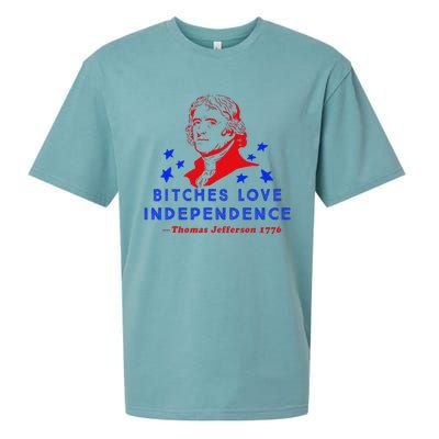 Bitches Love Independence Thomas Jefferson 1776 Sueded Cloud Jersey T-Shirt