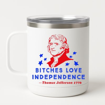 Bitches Love Independence Thomas Jefferson 1776 12 oz Stainless Steel Tumbler Cup