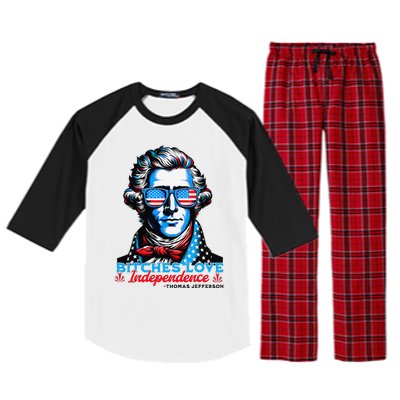 Bitches Love Independence Funny 4th Of July Thomas Jefferson Raglan Sleeve Pajama Set