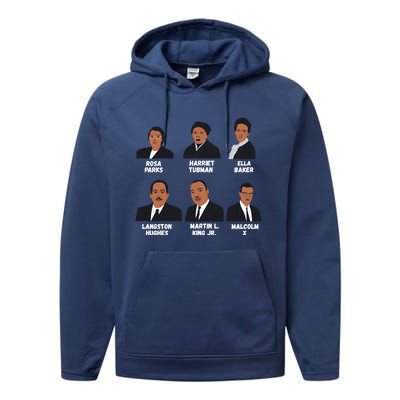 Black Leaders Inspiring Black History African American Funny Gift Performance Fleece Hoodie