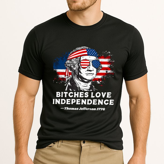 Bitches Love Independence Funny Founding Fathers 4th Of July Cooling Performance Crew T-Shirt