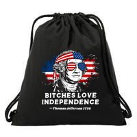 Bitches Love Independence Funny Founding Fathers 4th Of July Drawstring Bag