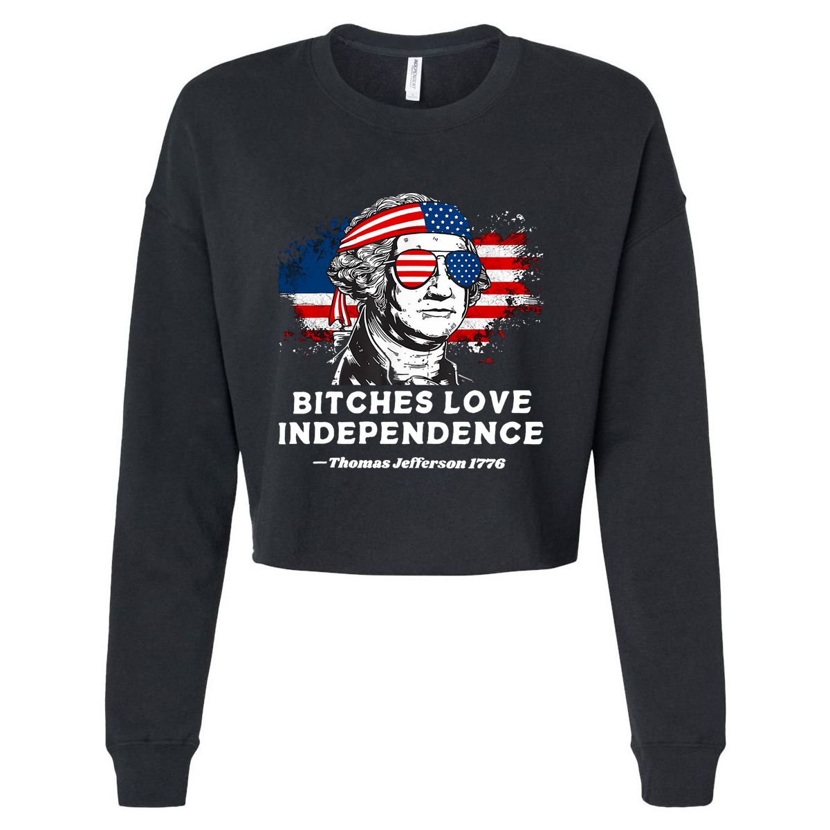 Bitches Love Independence Funny Founding Fathers 4th Of July Cropped Pullover Crew