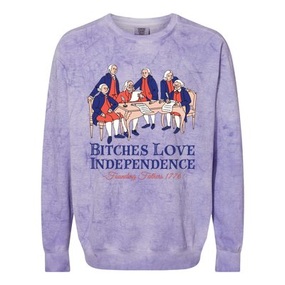 Bitches Love Independence 4th Of July Colorblast Crewneck Sweatshirt