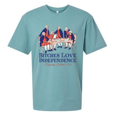 Bitches Love Independence 4th Of July Sueded Cloud Jersey T-Shirt