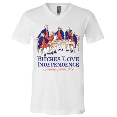Bitches Love Independence 4th Of July V-Neck T-Shirt