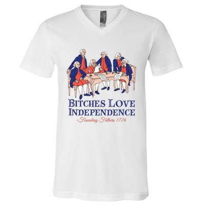 Bitches Love Independence 4th Of July V-Neck T-Shirt