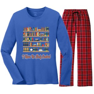 Book Lovers I Have No Sh Control Funny Librarian Cool Gift Women's Long Sleeve Flannel Pajama Set 