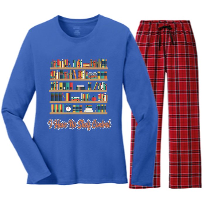 Book Lovers I Have No Sh Control Funny Librarian Cool Gift Women's Long Sleeve Flannel Pajama Set 