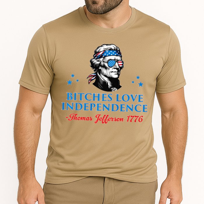 Bitches Love Independence Thomas Jefferson Founding Cooling Performance Crew T-Shirt