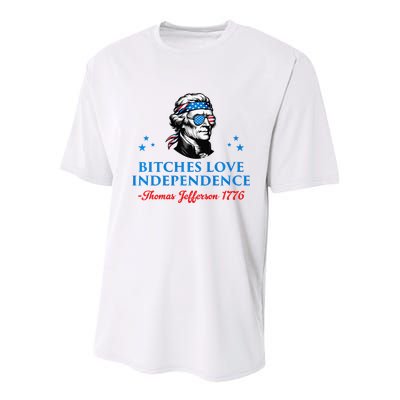 Bitches Love Independence Thomas Jefferson Founding Youth Performance Sprint T-Shirt