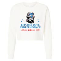 Bitches Love Independence Thomas Jefferson Founding Cropped Pullover Crew