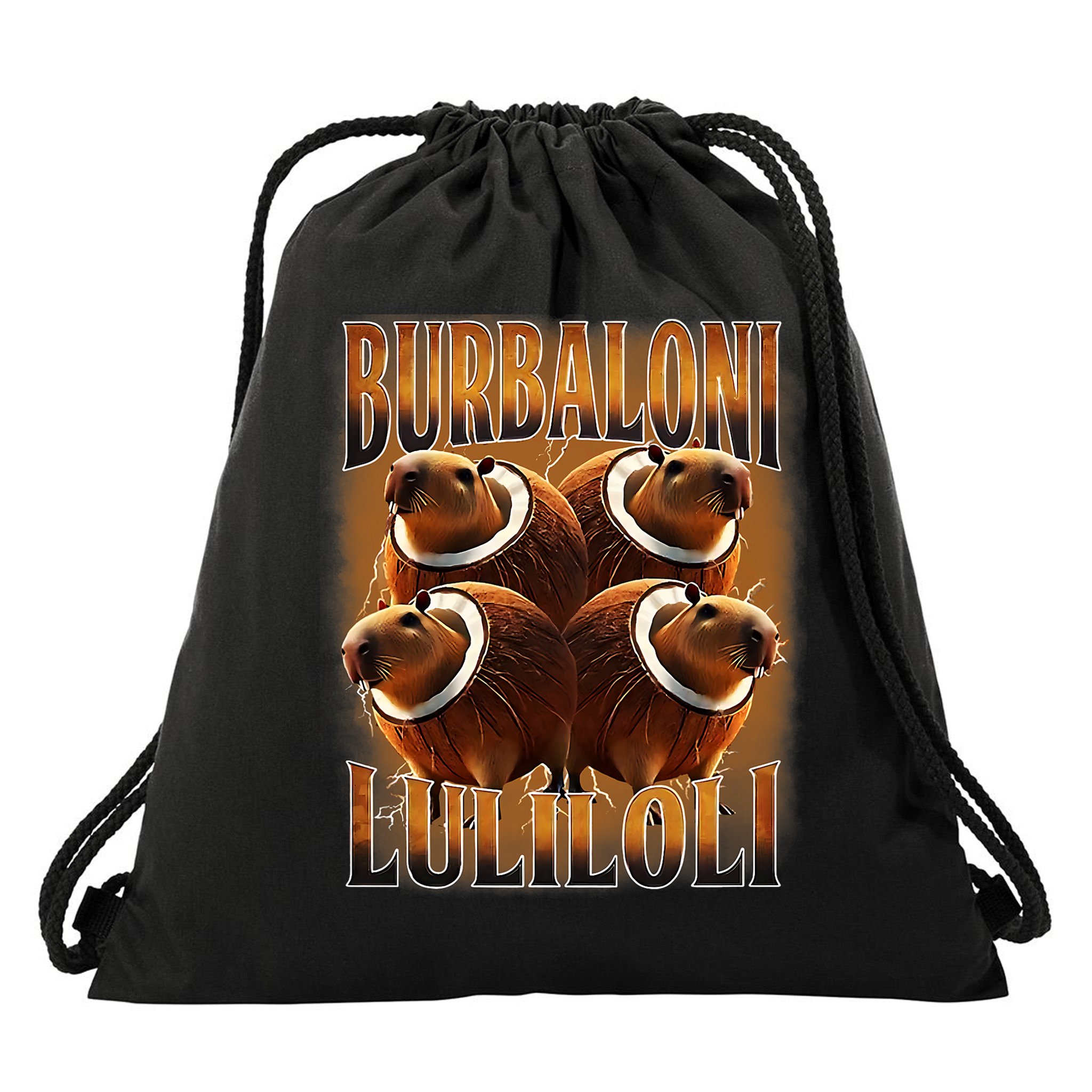 Burbaloni Luliloli Italian Brain Rot Capybara Meme Drawstring Bag