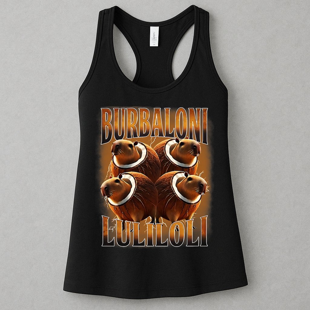 Burbaloni Luliloli Italian Brain Rot Capybara Meme Womens Tank Top