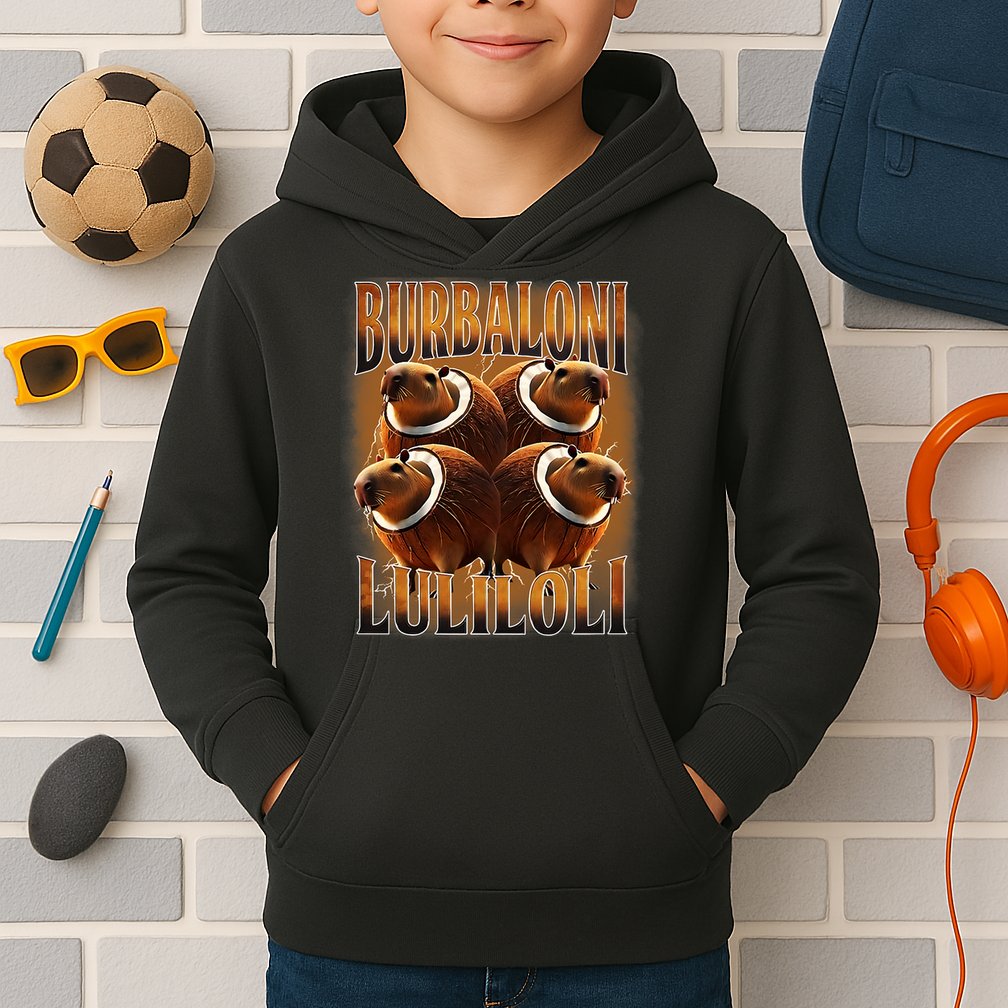 Burbaloni Luliloli Italian Brain Rot Capybara Meme Kids Hoodie