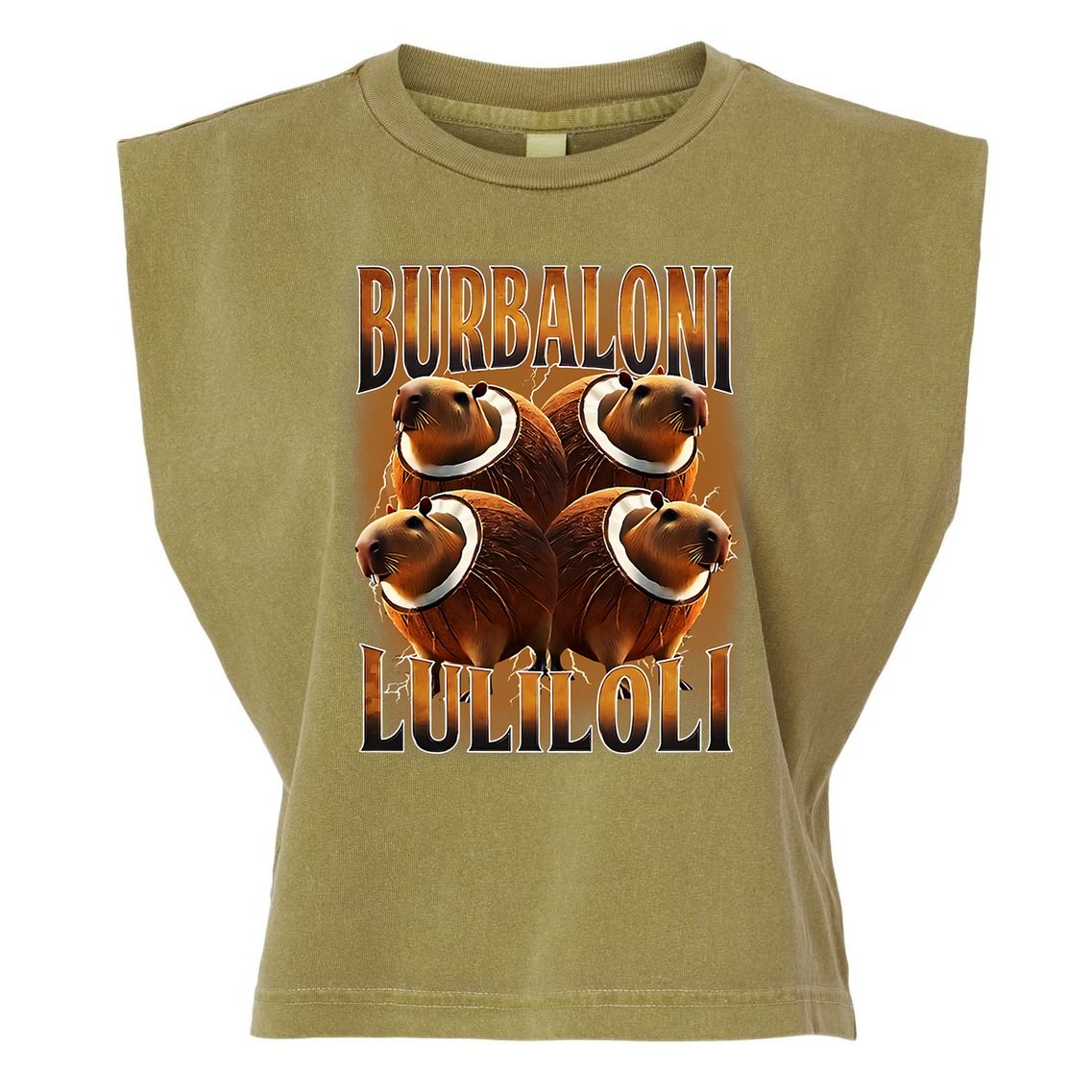 Burbaloni Luliloli Italian Brain Rot Capybara Meme Garment-Dyed Women's Muscle Tee