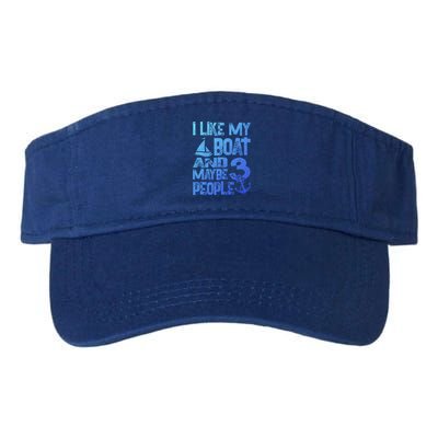 Boats Lover I Like My Boat And Maybe 3 People Boating Gift Valucap Bio-Washed Visor