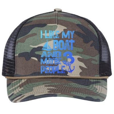 Boats Lover I Like My Boat And Maybe 3 People Boating Gift Retro Rope Trucker Hat Cap