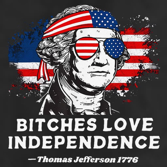 Bitches Love Independence Funny Founding Fathers 4th Of July Gift 7 Panel Mesh Trucker Snapback Hat