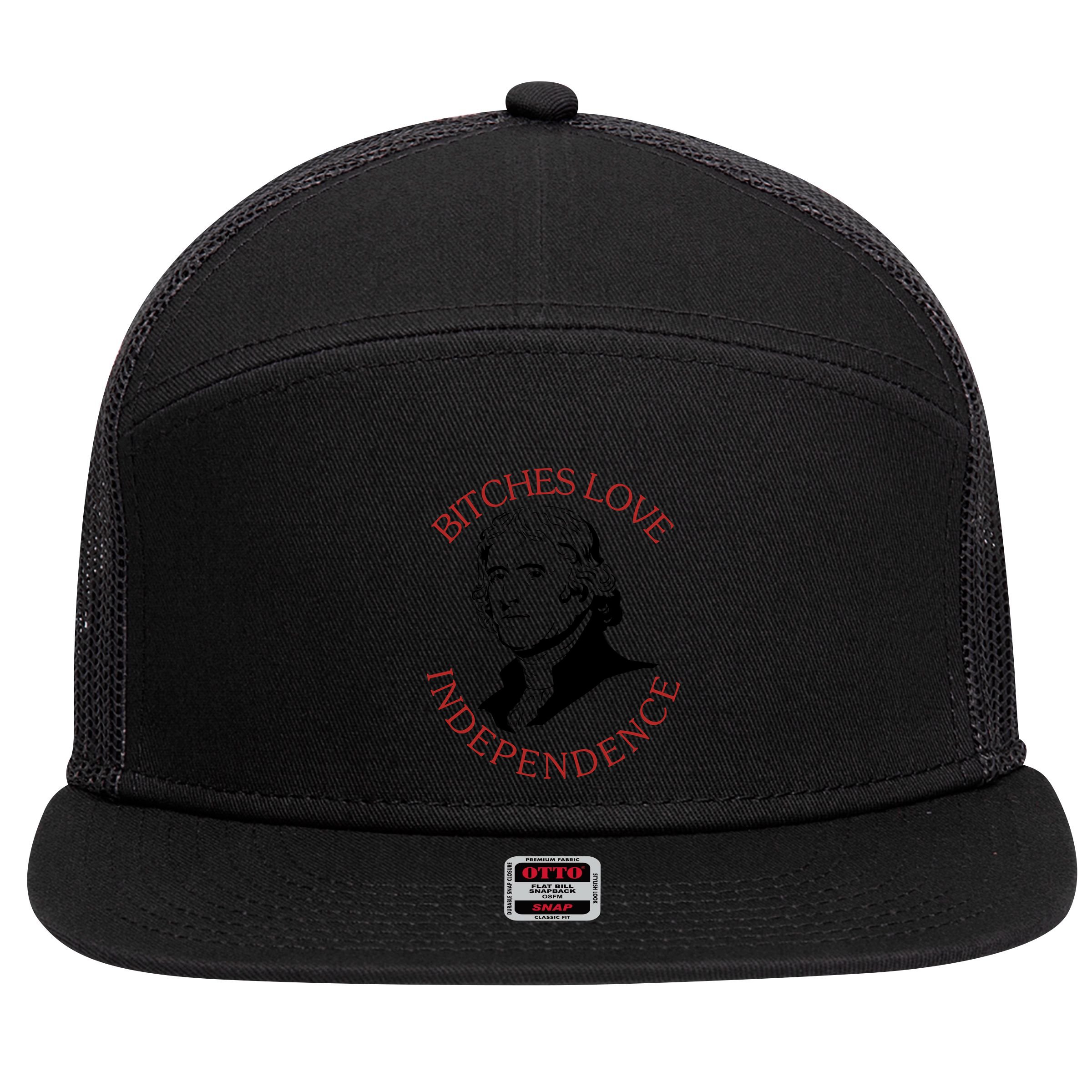 Bitches Love Independence Thomas Jefferson Funny 4th Of July 7 Panel Mesh Trucker Snapback Hat