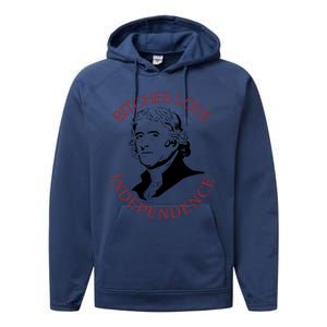 Bitches Love Independence Thomas Jefferson Funny 4th Of July Performance Fleece Hoodie