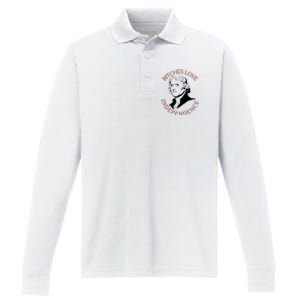 Bitches Love Independence Thomas Jefferson Funny 4th Of July Performance Long Sleeve Polo