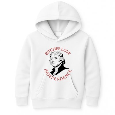 Bitches Love Independence Thomas Jefferson Funny 4th Of July Kids Hoodie