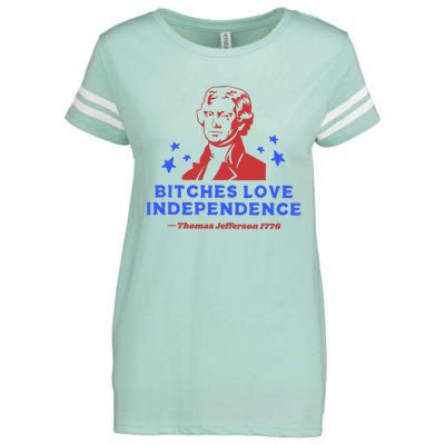 Bitches Love Independence Funny 4th Of July Thomas Jefferson Enza Ladies Jersey Football T-Shirt