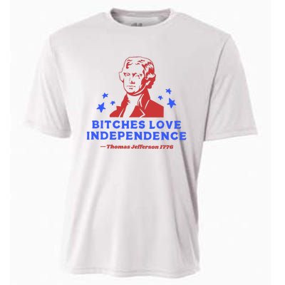 Bitches Love Independence Funny 4th Of July Thomas Jefferson Cooling Performance Crew T-Shirt