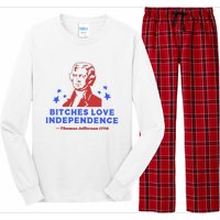 Bitches Love Independence Funny 4th Of July Thomas Jefferson Long Sleeve Pajama Set