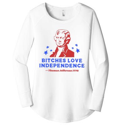 Bitches Love Independence Funny 4th Of July Thomas Jefferson Women's Perfect Tri Tunic Long Sleeve Shirt