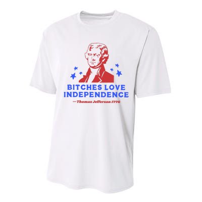 Bitches Love Independence Funny 4th Of July Thomas Jefferson Performance Sprint T-Shirt