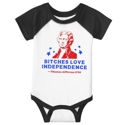 Bitches Love Independence Funny Founding Fathers 4th Of July Infant Baby Jersey Bodysuit