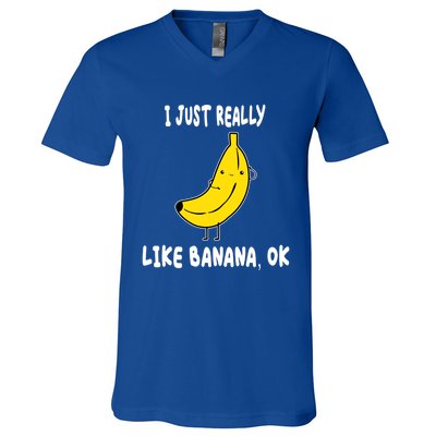 Banana Lover I Just Really Like Banana Fruit Premium Gift V-Neck T-Shirt