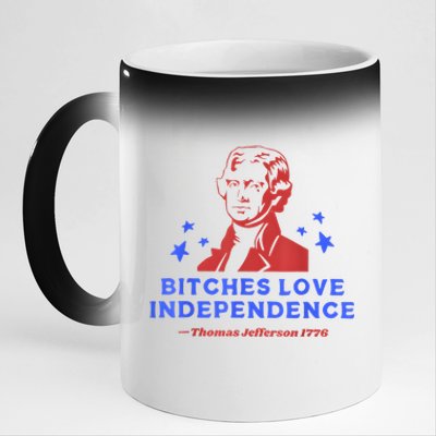 Bitches Love Independence Funny 4th Of July Thomas Jefferson 11oz Black Color Changing Mug