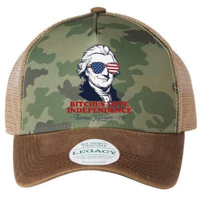 Bitches Love Independence Funny Patriotic Thomas Jefferson Legacy Tie Dye Trucker Hat