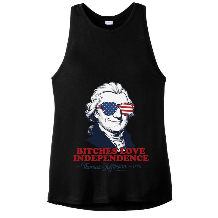 Bitches Love Independence Funny Patriotic Thomas Jefferson Ladies PosiCharge Tri-Blend Wicking Tank