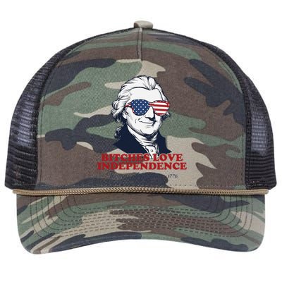 Bitches Love Independence Funny Patriotic Thomas Jefferson Retro Rope Trucker Hat Cap