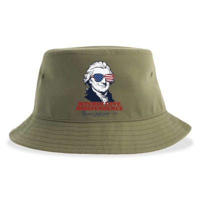 Bitches Love Independence Funny Patriotic Thomas Jefferson Sustainable Bucket Hat