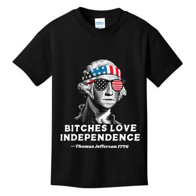 Bitches Love Independence Funny Founding Fathers Kids T-Shirt