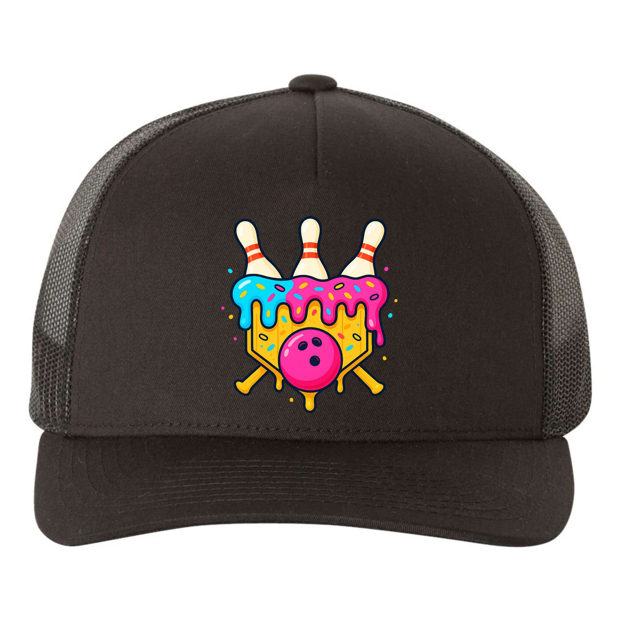 Bowling Lane Ice Cream Drip Home Plate Yupoong Adult 5-Panel Trucker Hat