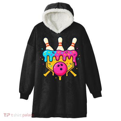 Bowling Lane Ice Cream Drip Home Plate Hooded Wearable Blanket