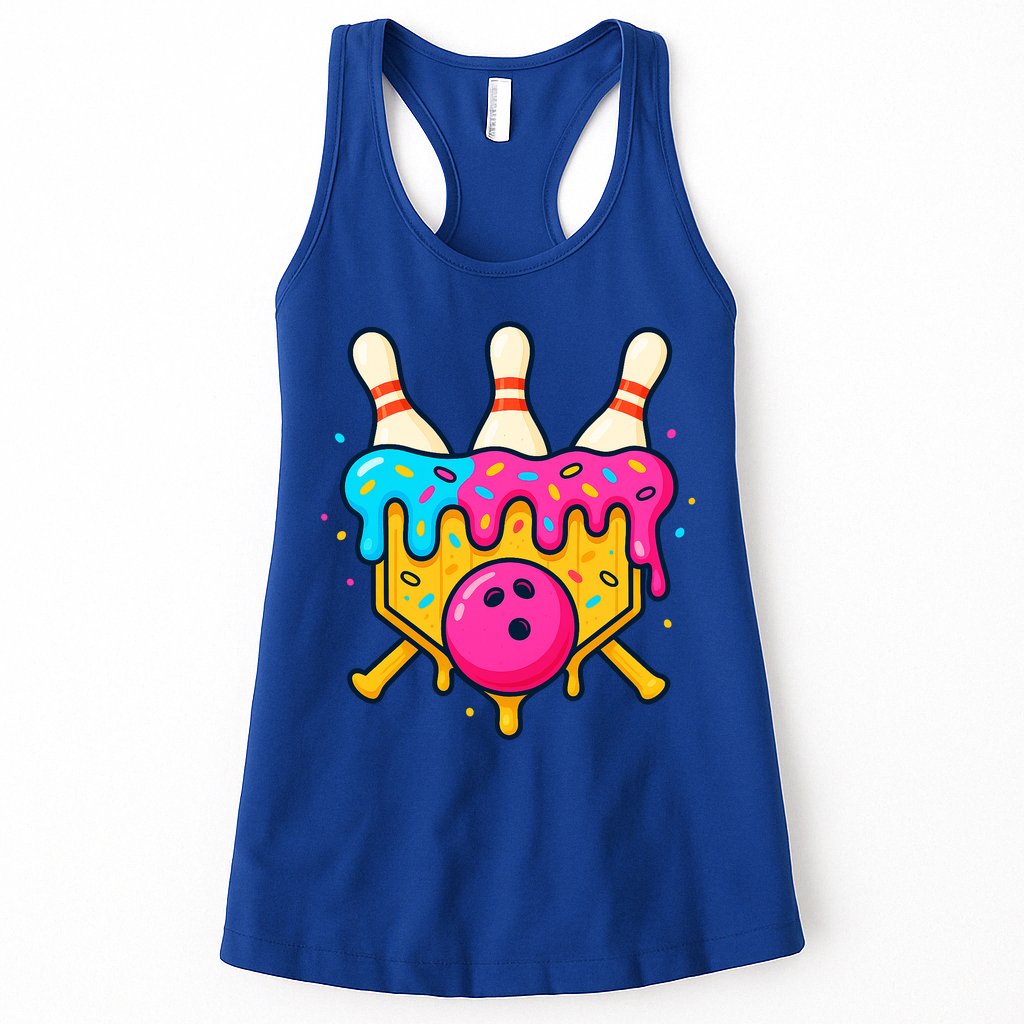 Bowling Lane Ice Cream Drip Home Plate Womens Tank Top