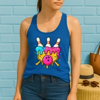 Bowling Lane Ice Cream Drip Home Plate Womens Tank Top