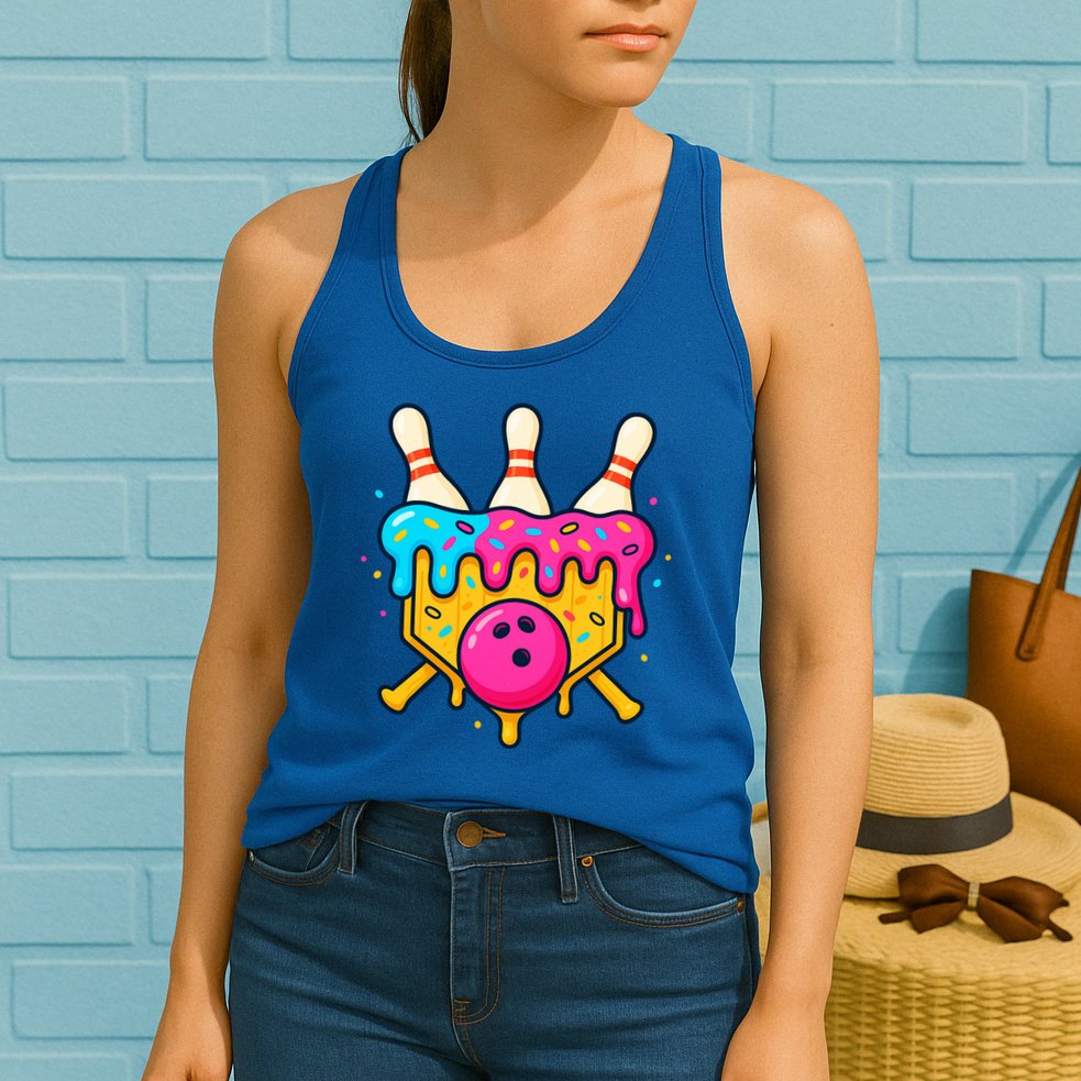 Bowling Lane Ice Cream Drip Home Plate Womens Tank Top